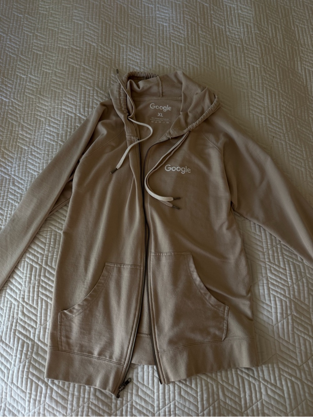 Google Full Zip Hoodie Beige Size XL